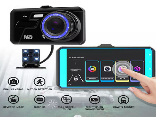 XINLIHANG 1080P 4inch Front And Interior Dash Cam with Speed Indicator