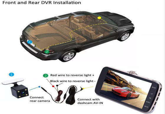 Wide Angle Car DVR Dash Cam 1080P 4 Inch 170 Degree IPS Touch Screen