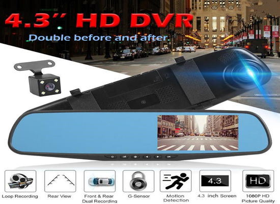 OEM Dual Cameras 2 Channel Blackbox DVR Dash Cam Rearview Mirror Full HD1080p