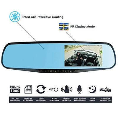 Auto Dash Cam Recorder 4.3&quot; LCD FHD 1080p Front And Rear DVR GC1054 Sensor