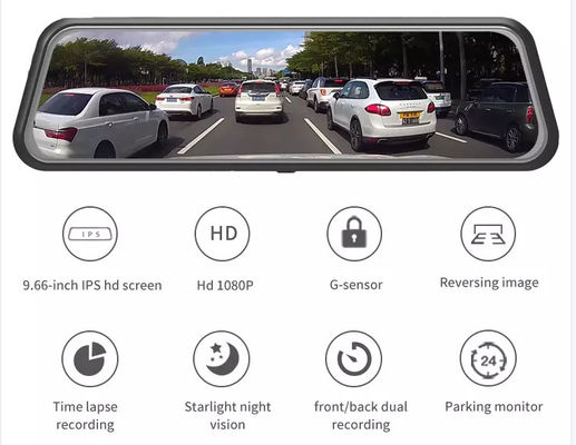 10Inch IPS 2.5D 4K GPS Dash Cam Dash And Reverse Camera Touch Screen