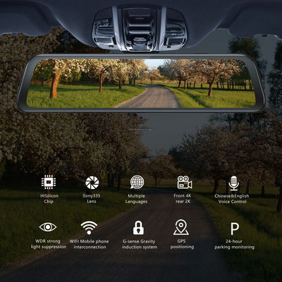 12&quot; Car GPS Dashboard Camera Rearview Mirror Dash Cam DVR 4G 1080P WIFI APP