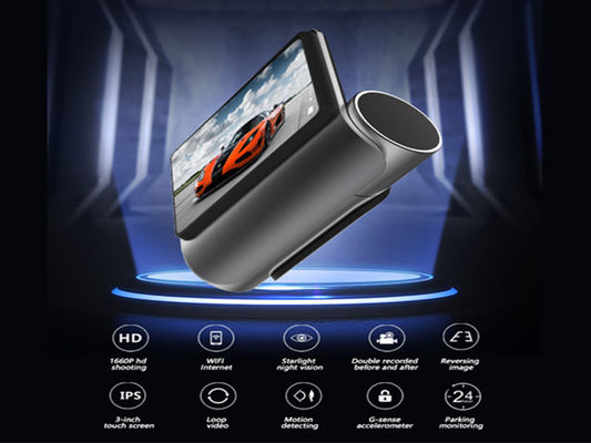 Car ADAS Touchscreen Dash Cam WIFI GPS Dual Lens Built In DVR Recorder