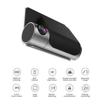 Car ADAS Touchscreen Dash Cam WIFI GPS Dual Lens Built In DVR Recorder