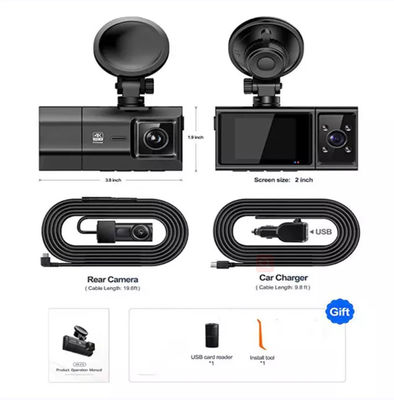 4K Front Rear Dual Dashcam Wifi Gps Full Hd Full Hd Car DVR Hidden 1440P 3Channel