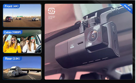 WDR 128GB 4K GPS Dash Cam Dash Mounted Camera 3 Channels