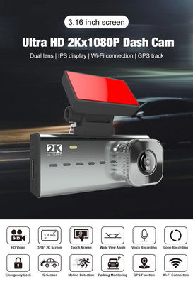 WIFI APP IPS Full Screen GPS Dashboard Camera Recorder Mirror 3.16 Inch