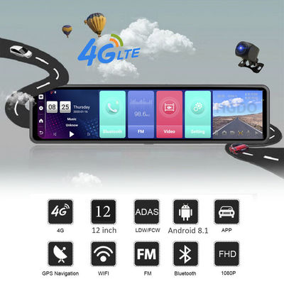 Android 8.1 4G Rearview Mirror 1080P Full Hd Car DVR Vehicle Blackbox 12 Inch Dual Lens