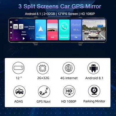 WDR Rear View Dash Cam With Speedometer Android 8.1 2G RAM 32G ROM GPS Navigation