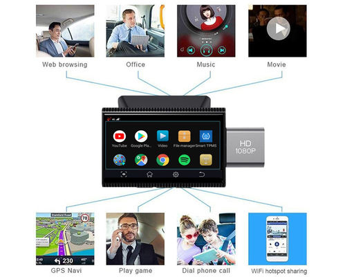 3&quot; Android 8.1 4G Dvr Front Camera Kamera Car Camcorder HD1080P GPS Navigation