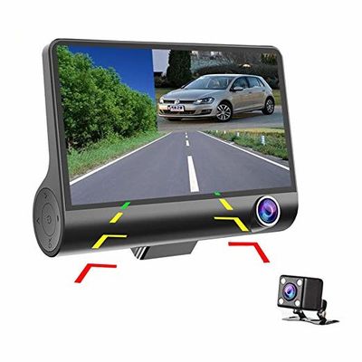 Wide Angle 4inch Digital Car DVR Three Lens Dash Cam Black Box Video Recorder G Sensor