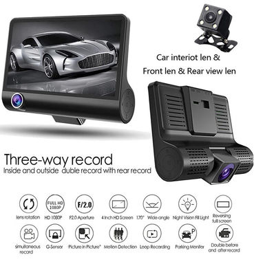 4 Inch IPS Screen Camera Car Camcorder FHD 1080p DVR With 3 Security Cameras
