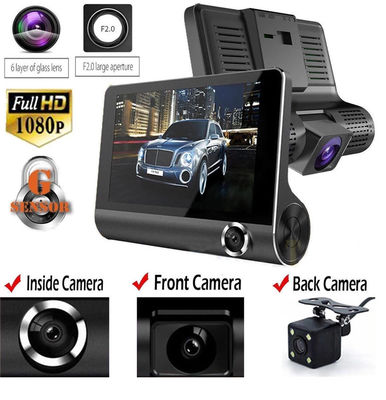 4 Inch Car Camcorder FHD 1080P Triple Lens DVR Dashboard Camera 170 Degree