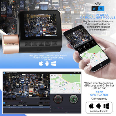 Dual Lens Invisible Dash Cam DVR Night Vision WDR Built In GPS